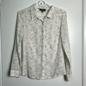ModCloth Zodiac Sign Button Down Lightweight Novelty Print Shirt Size XS